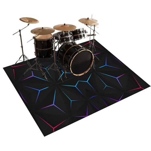 Qesjodfu Schlagzeugteppich 120 x 80 cm Drum-Teppich Schallschutz Teppich Schallschutzmatte rutschfeste Trommelmatte für Drum Schlagzeug Elektronisch Snare Teppich Snare Drum Rug Schalldicht Teppiche von Qesjodfu