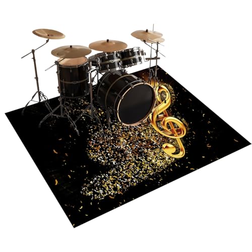 Qesjodfu Schlagzeugteppich 160 x 120 cm Schallschutz Teppich Drum-Teppich Schallschutzmatte Professionelle Drum Teppich Musikinstrumente Bodenmatte rutschfest Schlagzeugteppiche Trommelteppich von Qesjodfu