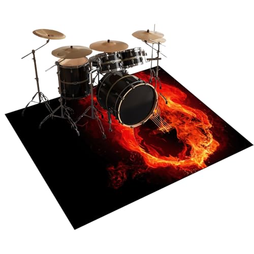 Qesjodfu Schlagzeugteppich 180 x 160 cm Schallschutz Teppich Drum-Teppich Schallschutzmatte Professionelle Drum Teppich Musikinstrumente Bodenmatte rutschfest Schlagzeugteppiche Trommelteppich von Qesjodfu