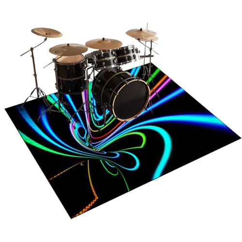 Qesjodfu Schlagzeugteppich 200 x 180 cm Schallschutz Teppich Drum-Teppich Schallschutzmatte Professionelle Drum Teppich Musikinstrumente Bodenmatte rutschfest Schlagzeugteppiche Trommelteppich von Qesjodfu