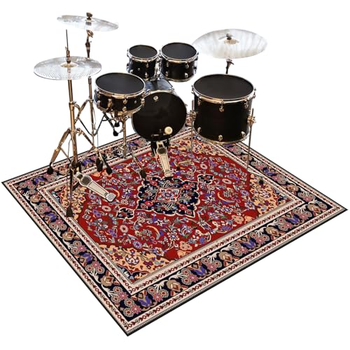 Schlagzeugteppich 170 x 140 cm - Professioneller Drum Teppich Schallschutz Antivibrationsmatten für Musikinstrumente Akustik Trommelteppich von Qesjodfu