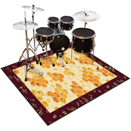 Schlagzeugteppich 180 x 160 cm - Professioneller Drum Teppich Schallschutz Antivibrationsmatten für Musikinstrumente Akustik Trommelteppich von Qesjodfu