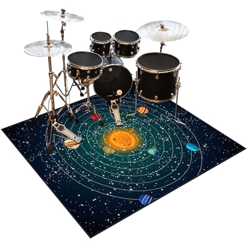 Schlagzeugteppich Rutschfest Schalldicht Drum Teppich Matte Innen und Außen, Elektronisches Jazz Schlagzeug Kit für Bass Snare Drum, 140 x 120 cm Schallschutz Akustik Teppich Schallschutzteppich von Qesjodfu