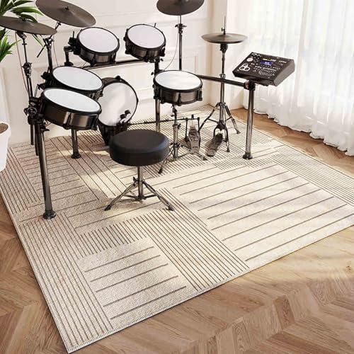 Schlagzeugteppich Schalldicht Drum Teppich rutschfest Trommelteppich Musikinstrumente Bodenmatte Professionelle Schlagzeug Teppich Elektronisches Jazz Schlagzeug Kit für Bass Snare Drum 150 x 120 cm von Qesjodfu