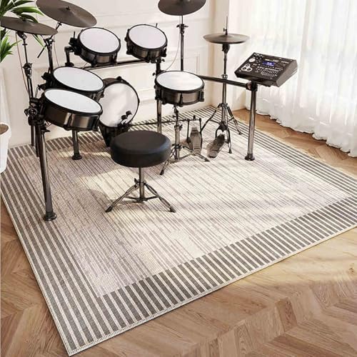 Schlagzeugteppich Schalldicht Drum Teppich rutschfest Trommelteppich Musikinstrumente Bodenmatte Professionelle Schlagzeug Teppich Elektronisches Jazz Schlagzeug Kit für Bass Snare Drum 170 x 140 cm von Qesjodfu