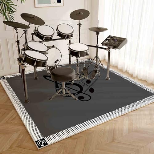 Schlagzeugteppich Schlagzeug Teppich Schallschutz Teppich rutschfest Schalldicht Drum Teppich Trommelteppich Trommel Teppich Trommelzubehör für elektrische Trommeln, Jazz-Schlagzeug-Set 110 x 80 cm von Qesjodfu