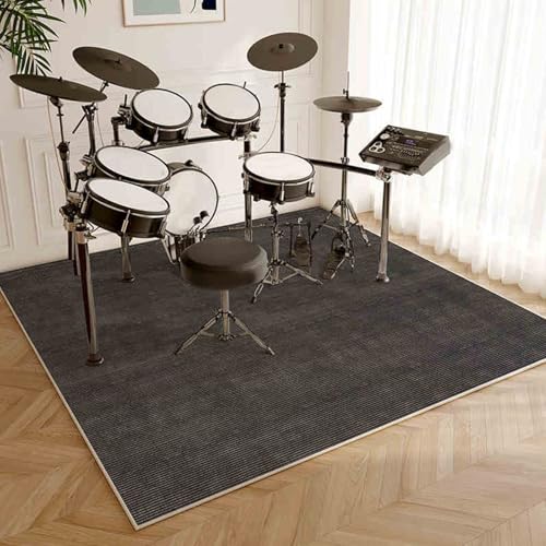 Qesjodfu Schlagzeugteppich Schallschutz Teppich 120 x 100 cm, Schwarz, Moderner Drum Teppich für Elektronische Trommeln, Jazz-Schlagzeug-Set von Qesjodfu