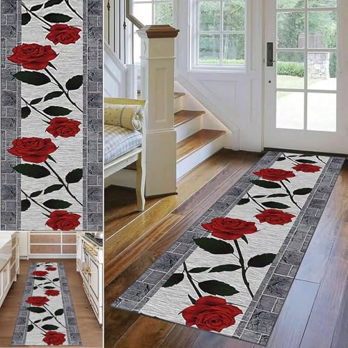Teppich Flur Läufer 110 x 240 cm Küchen Teppiche Läufer Fußmatte Lang Runner Teppiche für Küche Teppichläufer Küchenteppich Waschbar rutschfest Bodenmatte Flurteppich Teppich Läufer Flur für Wohnraum von Qesjodfu