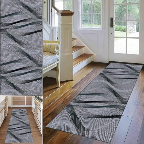 Teppich Flur Läufer 40 x 180 cm Küchen Teppiche Läufer Fußmatte Lang Runner Teppiche für Küche Teppichläufer Küchenteppich Waschbar rutschfest Bodenmatte Flurteppich Teppich Läufer Flur für Wohnraum von Qesjodfu