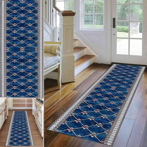 Teppich Flur Läufer 70 x 350 cm Küchen Teppiche Läufer Fußmatte Lang Runner Teppiche für Küche Teppichläufer Küchenteppich Waschbar rutschfest Bodenmatte Flurteppich Teppich Läufer Flur für Wohnraum von Qesjodfu