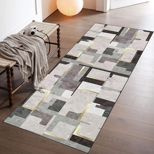 Teppich Läufer Flur Küche Teppiche rutschfest Waschbar Teppichläufer 100 x 180 cm Kücheläufer Küchenteppich Flurteppich Bettvorleger Fußmatte Lang Schlafzimmer Wohnzimmer Entryway Runner Teppich von Qesjodfu