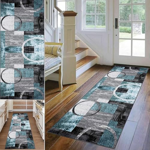 Teppich Läufer Flur Küchenteppich Waschbar rutschfest Küchenläufer, 80 x 100 cm Teppichläufer für Küche, Flur & Wohnzimmer, Flur Runner Teppich Küchen Teppiche Läufer für Entryway Korridor Fußmatte von Qesjodfu
