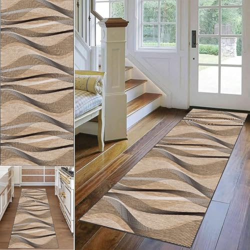 Teppich Läufer Flur Küchenteppich Waschbar rutschfest Küchenläufer, 90 x 150 cm Teppichläufer für Küche, Flur & Wohnzimmer, Flur Runner Teppich Küchen Teppiche Läufer für Entryway Korridor Fußmatte von Qesjodfu