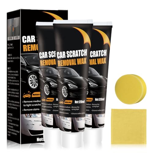 Car Scratch Removal Cream, Autopolitur Kratzer Entfernen-Set, Kratzerentferner Autolack zur Scratch Entfernung und Polierung geeignet für die meisten Autmodelle (3) von Qetroi