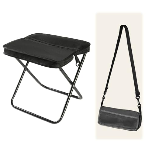 Qetroi Klapphocker Faltbar, 2025 Neues Campinghocker Faltbar, Ultraleicht Faltbares Tragbares Fussstuhl, Ideal für Camping, Angeln, Warten in der Schlange, Bergsteigen und Wandern (Schwarz, S) von Qetroi