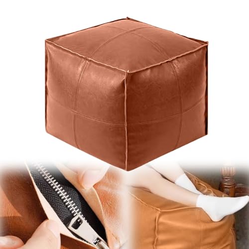 Sitzhocker mit Stauraum, 2025 Neues Modell Sitztruhe mit Stauraum, 40x40x40 cm sitzwürfel mit Reißverschluss geeignet für Aufbewahrung im Innen- und Außenbereich sowie als Sitzauflage (Kaffee-Braun) von Qetroi