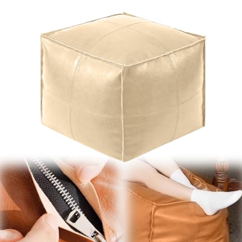 Sitzhocker mit Stauraum, 2025 Neues Modell Sitztruhe mit Stauraum, 40x40x40 cm sitzwürfel mit Reißverschluss geeignet für Aufbewahrung im Innen- und Außenbereich sowie als Sitzauflage (Weichweiß) von Qetroi