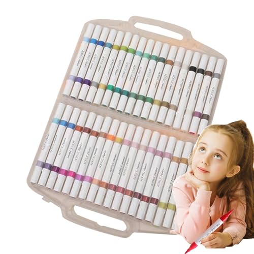 Qfdiwr Acrylfarbenmarker | 72 Farben Acrylmarker, Zeichenmaterial 36 x für Holz, Metall, Kalligraphie, Textil, Glas, Leinwand, Keramik, Stein von Qfdiwr