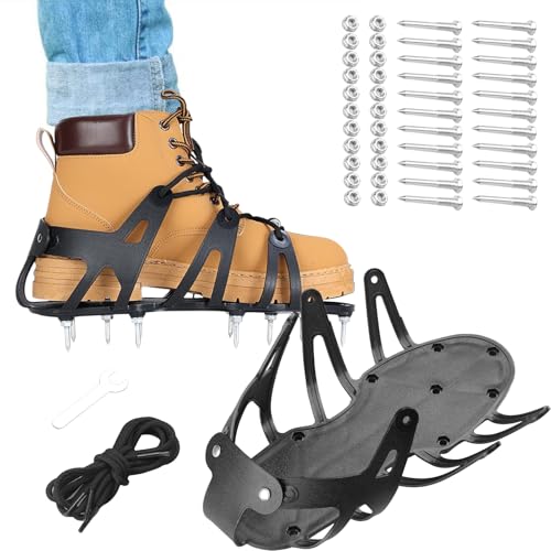 Qfdiwr Belüfterschuhe für Rasen | Sohle mit Spitzen mit verstellbaren Riemen – robuster Rasentrimmer für Lockerung des Bodens, Anbau, Garten, Außenbereich, Gärtner von Qfdiwr