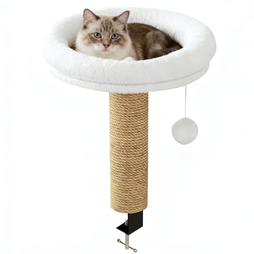 Qfdiwr Bürobett für Katzen – warm, rutschfest, krallenfest, kippsicher – Drehnest für Katzen auf Tisch, für drinnen und draußen, Haus, Nachttisch, Fensterbank, Wohnzimmer, Balkon von Qfdiwr