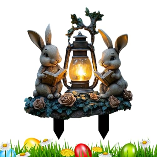 Qfdiwr Bunny Garden Pleed, Ostern Bunny Garden Stakes – Osterdekorationen Acryl 2D Outdoor | Weihnachtsdekorationen im Freien, 2D Acryl Holiday Outdoor Welcome Signs Yard Lawn Plawn Plawn von Qfdiwr