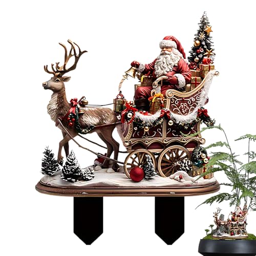 Qfdiwr Dekorative Staken für Garten - 2D Cartoon Weihnachts Gartenstake Dekoration - Realistische Deko für Außenbereich Rentier Kinder Rasen Blumentöpfe Terrasse Landschaftsbau von Qfdiwr