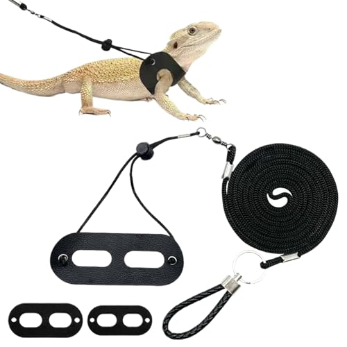 Qfdiwr Echsen Geschirr, Verstellbares Echsen Reptilien Geschirr Mit Leine, Ausbruchssicher Reptilienleine Und Zuggeschirr Für Schildkröten Hamster Im Outdoor Spaziergang Training Und Ausstattung von Qfdiwr