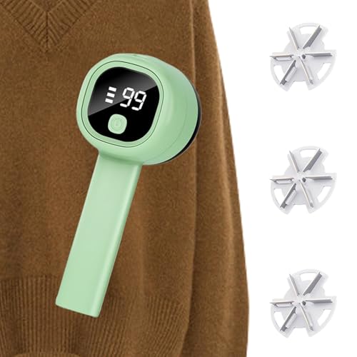 Qfdiwr Fusselrasierer,Textil Knötchenentferner | Wiederaufladbarer Fusselentferner Mit Digitaldisplay Für Teppich, Polster Und Wolle von Qfdiwr
