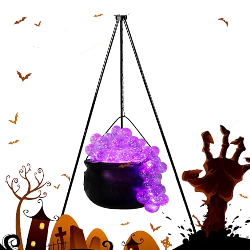 Qfdiwr Halloween-Dekorationen im Freien, großer Hexenkessel auf Stativ, dekorative Schälchen, tragbar, gruselig, wetterfest, für Freunde Qfdiwr Halloween-Dekorationen im Freien, großer Hexenkessel auf Stativ, dekorative Schälchen, tragbar, gruselig, wetterfest, für Freunde von Qfdiwr