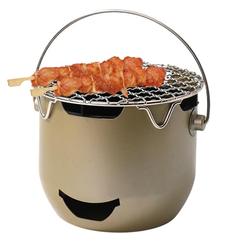 Qfdiwr Holzkohlegrill – Grill mit Grillrost und Griff | Ausrüstung aus Stahl für Küche, Outdoor, Garten, Camping, Reise von Qfdiwr