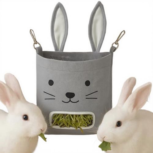 Qfdiwr Kaninchen Heuraufe - Hängbarer Heu Spender Vorratsbehälter - Futterbeutel Aufbewahrung für Kleintiere Chinchillas Hamster Kaninchenkäfig Zubehör von Qfdiwr