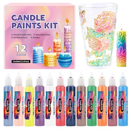 Qfdiwr Marker für Leinwand – Dekorationsset für Kerzen in 12 Farben – vielseitiges Set zum Schreiben und Zeichnen, Dekoration für Partys, Hochzeiten, Geburtstage, Kreationen aus Stoff, Taschen, Glas von Qfdiwr