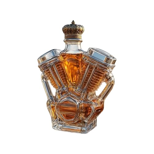 Qfdiwr Motorradmotor-Form Engine Whiskyflasche Dekorativer Alkoholbehälter Dekorative Glasflasche Multifunktionale Spirituosenflasche Für Vitrine Haushalt Speiseraum Hotels Restaurants von Qfdiwr