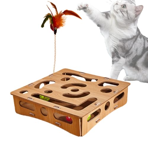 Qfdiwr Puzzle Spielzeug Für Katzen,Stimulationsbälle Mit Futterbox - Holz Puzzle Spiel Förderung Spielspaß Langeweile Reduzierung Labyrinth Box Spiel für Intelligente Katzen Qfdiwr Puzzle Spielzeug Für Katzen,Stimulationsbälle Mit Futterbox - Holz Puzzle Spiel Förderung Spielspaß Langeweile Reduzierung Labyrinth Box Spiel für Intelligente Katzen von Qfdiwr