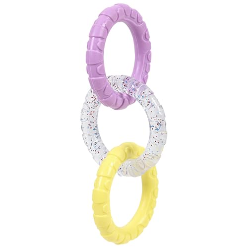 Qfdiwr TUG Ringe für Hunde, Würfe für Hunde, Chew | 3 Ringe an der Außenseite des Hundespielzeugs, Zubehör für Haustiere, fördert die Zahnpflege, Ausrüstung von Qfdiwr