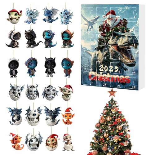 Qfdiwr Weihnachtsdrache Adventskalender | 24 Tage Baby 2D Acryl Hängeornamente - 2025 Countdown Kalender Tieranhänger für Auto Innenspiegel Tür Wand Party Weihnachtsbaum Deko Qfdiwr Weihnachtsdrache Adventskalender | 24 Tage Baby 2D Acryl Hängeornamente - 2025 Countdown Kalender Tieranhänger für Auto Innenspiegel Tür Wand Party Weihnachtsbaum Deko von Qfdiwr