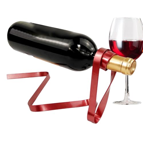 Qfdiwr Weinregal | Flaschenhalter zum Aufhängen | Modernes Design aus Metall mit Band zur Dekoration & Aufbewahrung von Whiskey – ideal für Wohnzimmer, Esszimmer oder Keller von Qfdiwr