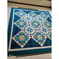 Queen-Size-Quilt, Blaue Und Grüne Quilt, Bettdecke, Individuelle Queen-Quilt, Hochzeitsgeschenk, Geschenk Für Sie, Verkauf Von Handgemachter von Qforquilts