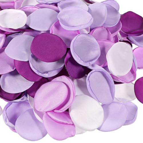 200 Stück Lila Weiße Rosenblätter für Hochzeit Lavendel Lila Seidenblätter Hochzeitsgang Dekor Blumenmädchen Streublätter für Valentinstag Blumenkorb Tischdekorationen Romantische Nacht Dekoration von QfwdfcTrenz