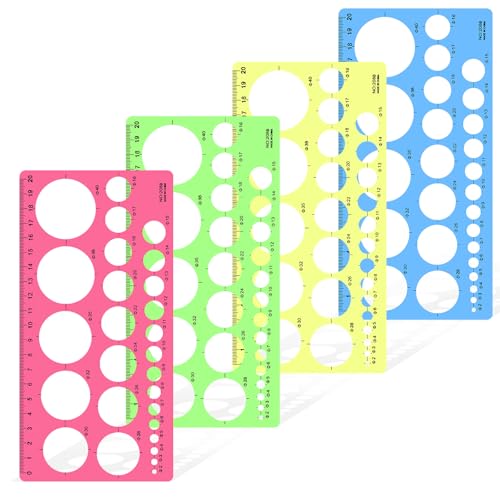 4 Stück Circle Template Geometric Stencils Kreisschablone zum Zeichnen geometrische Schablonen Schablonenmacher Lineale digitale Messvorlagen Kreiszeichenwerkzeug für Büro Schule Gebäude von QfwdfcTrenz