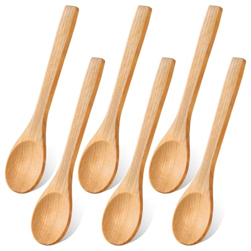 6 Stück kleine Holzlöffel Lang Griff 13 cm Mischen Rühren Kochen Löffel Honiglöffel Holz Kochlöffel Holz Holzlöffel Esslöffel für Honig Kaffee Tee Küchenzubehör Salz Zucker Pfeffer Zuhause Küche von QfwdfcTrenz