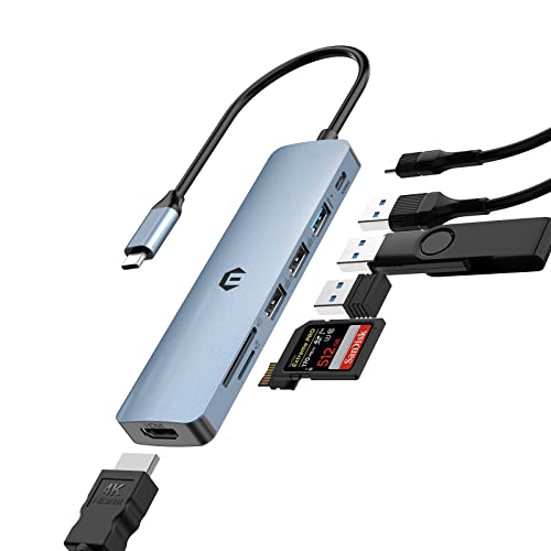 Adaptateur USB C multiport USB C 7 en 1 Avec HDMI 4K, USB 3.0, 2 USB 2.0, 100 W PD, SD/TF, Compatible Avec MacBook, Surface Pro/Go, iPad Pro/Air, Ordinateur Portable et Plus d'appareils de Type C von Qhou