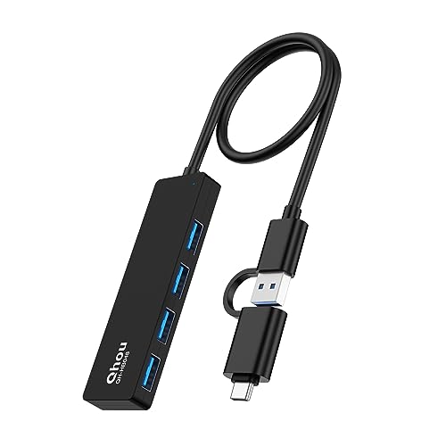 Qhou USB 3.0 HUB-4 in 1 USB-HUB mit 4 USB 3.0-Anschlüssen, ideal für MacBook Pro/Air und Type-A-Geräte&Type-C-Geräte von Qhou