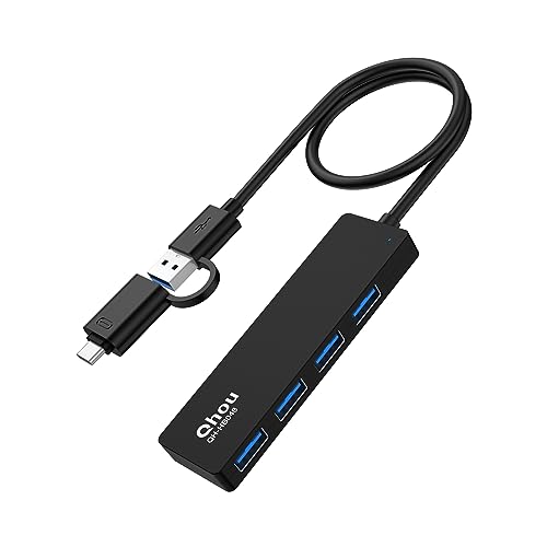 USB 3.0 Hub Adapter, Ultra-schlanker Datenhub mit 4 USB Typ-A USB 3.0 Anschlüssen kompatibel mit Mac, PC, iMac und mehr von Qhou
