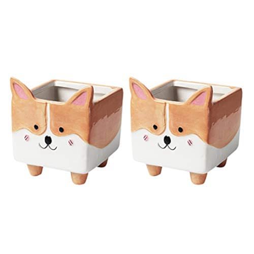 Qhpnunhq Animal Corgi - Sukkulententopf aus Keramik, Kakteentopf im Topf Qhpnunhq Animal Corgi - Sukkulententopf aus Keramik, Kakteentopf im Topf von Qhpnunhq