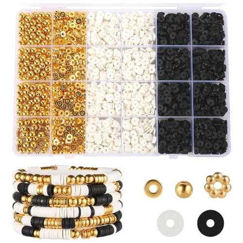 Qhpnunhq Kit zur Herstellung von Armbändern, Tonperlen zur Schmuckherstellung, mit transparenter Aufbewahrungsbox, für stapelbare Armbänder, DIY-Schmuck Qhpnunhq Kit zur Herstellung von Armbändern, Tonperlen zur Schmuckherstellung, mit transparenter Aufbewahrungsbox, für stapelbare Armbänder, DIY-Schmuck von Qhpnunhq