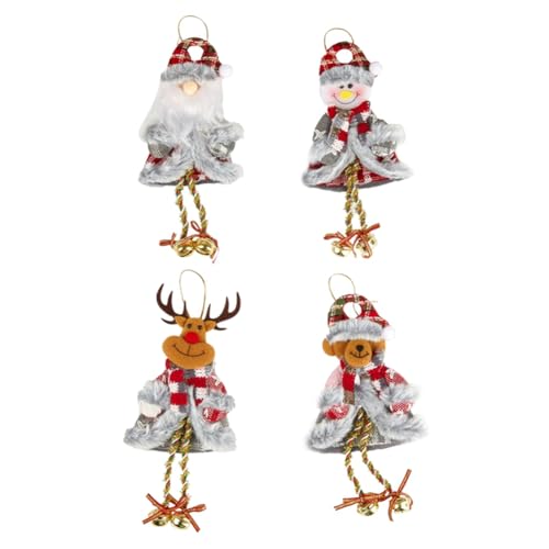 Qhpnunhq Weihnachtsglocke Papa, Schneemann, Elch und Bär, hängende Puppen, Ornamente für Weihnachtsbaum, Fenster, Kamin, hängende Dekorationen von Qhpnunhq
