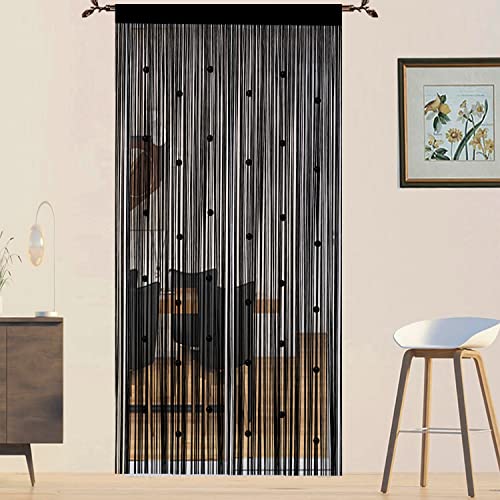 Fadenvorhang Insektenschutz Türvorhänge Fliegengitter Fliegenschutz Balkontür Fliegenvorhang Insektenschutz Türvorhang Insektenvorhang Terrassentür Perlenvorhang Für Türen (Schwarz 90x245cm) von QiBoYuYe