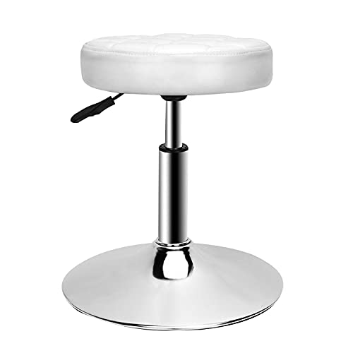 QiCheng & LYS Drehhocker aus PU-Leder, Verstellbarer Hocker, 40 – 53 cm, Arbeitshocker, Massagesocker, weich, geeignet für das Büro, Bar- und Malerei, Weiß von QiCheng&LYS