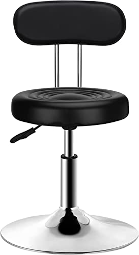 QiCheng&LYS Swivel Stool with Backrest, 360° Rotating Seat, Height Adjustment, 40-53 cm Work Stool, Ergonomic Stool, for Office Work, Counter, Kitchen and at Home (Black with Backrest) von QiCheng&LYS